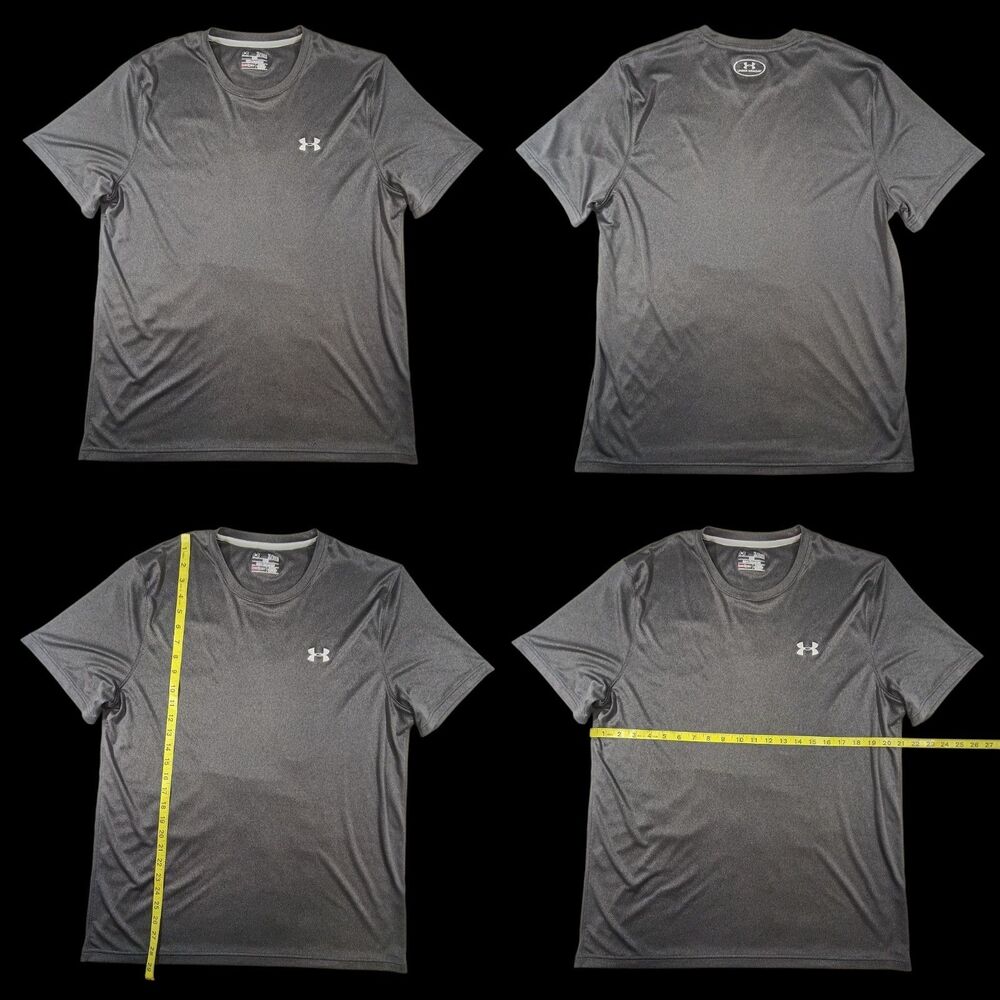 Under Armour HeatGear Mens XL Loose Fit Gray Crew Neck Polyester Tee Active Wear